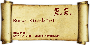 Rencz Richárd névjegykártya